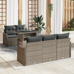 vidaXL Γκρι Σετ Κήπου 6 Τεμαχίων Με Μαξιλάρια
