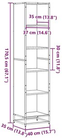 Βιβλιοθήκη Καπνιστή Δρυς 40x35x170,5 εκ. από Επεξεργασμένο Ξύλο - Καφέ