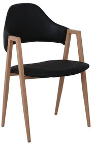 WOODWELL ΕΜ130,6DELTA Πολυθρόνα Μέταλλο Βαφή Φυσικό, Pu Μαύρο 51x51x81cm ΕΜ130,6