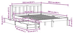 ΣΚΕΛΕΤΟΣ ΚΡΕΒΑΤΙΟΥ ΧΩΡΙΣ ΣΤΡΩΜΑ 150X200 ΕΚ ΜΑΣΙΦ ΞΥΛΟ ΠΕΥΚΟΥ 3301477