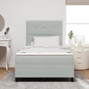 vidaXL Κρεβάτι Box Spring με Στρώμα Ανοιχτό Γκρι 120x200 εκ Βελούδο