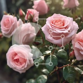 Intra Συλλεκτικό Ξύλινο Παζλ Plywood 4mm - Ανθισμένα ροζ τριαντάφυλλα στο φως του ήλιου Σε Ξύλινο Κουτί - Διαστάσεις: 10x10 cm – 25 κομμάτια