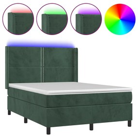 ΚΡΕΒΑΤΙ BOXSPRING ΜΕ ΣΤΡΩΜΑ &amp; LED ΣΚ. ΠΡΑΣΙΝΟ 140X190ΕΚ ΒΕΛΟΥΔΟ 3139502