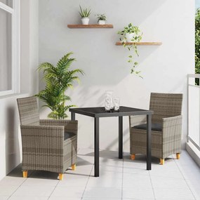 vidaXL Σέτ φαγητού για κήπο 3 pcs Γκρι συνθετικό ρατάν