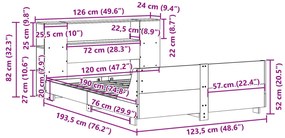 Σκελετός Κρεβ. Χωρίς Στρώμα Καφέ Κεριού 120x190 εκ Μασίφ Πεύκο - Καφέ