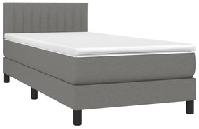 Κρεβάτι Boxspring με Στρώμα &amp; LED Σκ.Γκρι 80x200 εκ. Υφασμάτινο - Γκρι