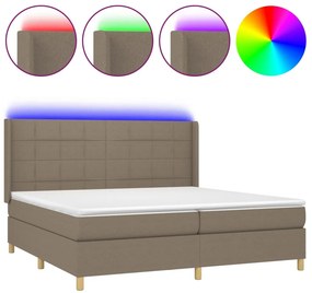 vidaXL Κρεβάτι Boxspring με Στρώμα &amp; LED Taupe 200x200 εκ. Υφασμάτινο