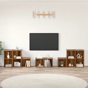 vidaXL με ράφι με αποθήκευση 8 pcs Παλιό Ξύλο Επεξεργασμένο ξύλο