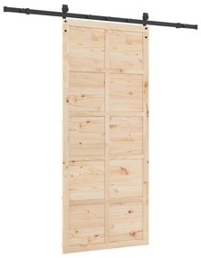 vidaXL Συρόμενη Πόρτα Καφέ 100 x 208 εκ. Μασίφ ξύλο πεύκου