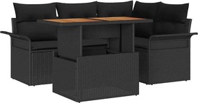 vidaXL Σετ Καναπέ Κήπου με αποθήκευση 5 pcs Μαύρο Πολυ ράταν