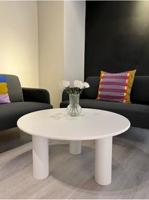 Stewehome Τραπέζι σαλονιού από MDF μοντέρνο στρογγυλό Λευκό 80x80 cm