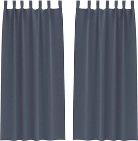 vidaXL Κουρτίνες Μαύρης Ύφανσης με Δαχτυλίδια 2 pcs Ανθρακί