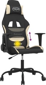 vidaXL Καρέκλα Μασάζ Gaming Μαύρη και Κρεμ Υφασμάτινη