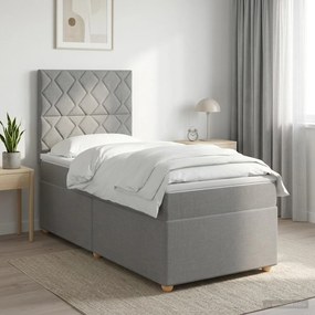 vidaXL Κρεβάτι box spring με στρώμα Ανοιχτό γκρι 90 x 200 cm Ύφασμα