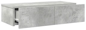 Ράφι τοίχου με συρτάρια Γκρι μπετόν 60x26,5x15 cm Ξύλο μηχανής 859971