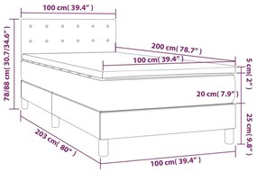 Κρεβάτι Boxspring με Στρώμα Μαύρο 100x200εκ.από Συνθετικό Δέρμα - Μαύρο