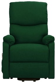 vidaXL Πολυθρόνα Μασάζ Ανάκλιση Σκούρο Πράσινο Υφασμάτινη