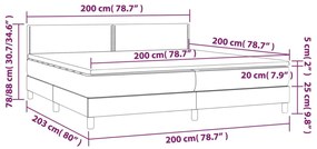 Κρεβάτι Boxspring με Στρώμα Σκούρο Γκρι 200x200 εκ. Υφασμάτινο - Γκρι