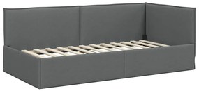 vidaXL Κρεβάτι Γωνίας με κεφαλάρι Σκούρο γκρι 90 x 200 cm ύφασμα