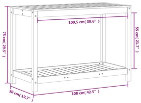 Τραπέζι Κηπουρικής Ράφι 108x35x75 εκ. Μασίφ Ξύλο Ψευδοτσούγκας - Καφέ