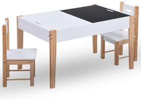 vidaXL Τραπέζι Καρέκλες Παιδικά Σετ 3Τεμ Μαύρο/Λευκό Επιφάνεια Κιμωλία