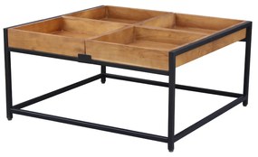 COMBO COFFEE TABLE ΚΑΡΥΔΙ ΜΑΥΡΟ 84x80xH42cm - 04-1044