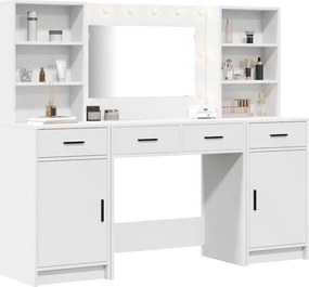 vidaXL Σετ Τραπέζι Ντυσίματος με LED 3 pcs Λευκό Επεξεργασμένο ξύλο