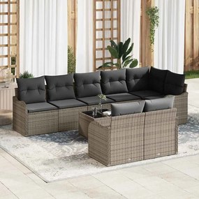 vidaXL Σετ Καναπέ Κήπου με μαξιλάρι 9 pcs Γκρι Πολυ ράταν