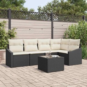 vidaXL Σετ Καναπέ Κήπου 6 pcs Μαύρο Πολυ ράταν