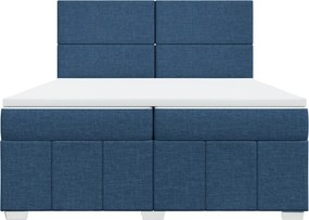 vidaXL Κρεβάτι Boxspring με Στρώμα Μπλε 200x200 εκ. Υφασμάτινο