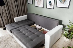 Γωνιακός καναπές Julie-Λευκό - γκρι