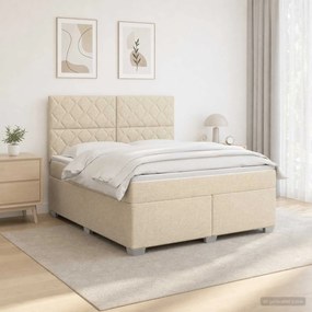 vidaXL Κρεβάτι box spring με στρώμα Κρεμ 160 x 200 cm Ύφασμα