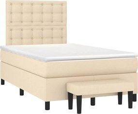 vidaXL Κρεβάτι Boxspring με Στρώμα Κρεμ 120x190 εκ. Υφασμάτινο