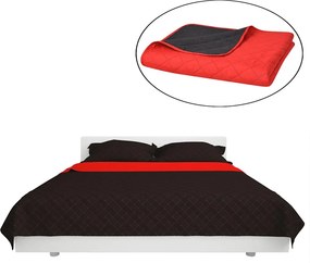131554 vidaXL Double-sided Quilted Bedspread Red and Black 230x260 cm
