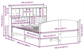 ΚΡΕΒΑΤΙ ΒΙΒΛΙΟΘΗΚΗ ΧΩΡΙΣ ΣΤΡΩΜΑ 150X200 ΕΚ ΜΑΣΙΦ ΞΥΛΟ ΠΕΥΚΟΥ 3323140