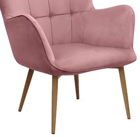Πολυθρόνα - Μπερζέρα με υποπόδιο Lily Megapap σάπιο μήλο βελούδο - μεταλλικό πόδι χρώμα φυσικό 70x62x98εκ.