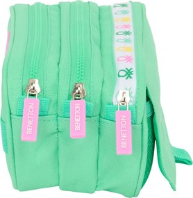 Τριπλή Κασετίνα Benetton Mint Πράσινο 21,5 x 10 x 8 cm