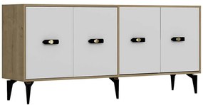 Μπουφές Fly 475OLV2370 180x35x82,6cm Oak-White Μοριοσανίδα, Μελαμίνη