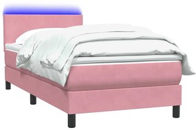 Κρεβάτι Boxspring με Στρώμα Ροζ 100x210 εκ. Βελούδινο - Ροζ