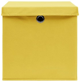 vidaXL Κουτιά Αποθήκευσης με Καπάκια 10 τεμ Κίτρινα 32x32x32εκ Ύφασμα