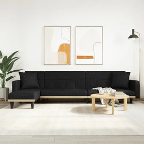 Καναπές Κρεβάτι Γωνιακός Μαύρος 275 x 140 x 70 εκ. Υφασμάτινος - Μαύρο