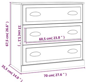 Μπουφές Καφέ Δρυς 70x35,5x67,5 εκ. από Επεξεργασμένο Ξύλο - Καφέ