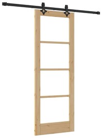 vidaXL Συρόμενη Πόρτα Καφέ 73.5 x 198.5 εκ. Ξύλο και μέταλλο