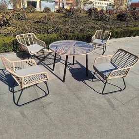 Τραπεζαρία (Σετ 5Τμχ) Salsa Ε2802 Natural-Black Four Seater