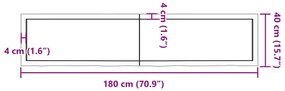 Ράφι Τοίχου Ανοιχτό Καφέ 180x40x(2-6)εκ. Επεξ. Μασίφ Ξύλο Δρυός - Καφέ