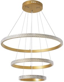Φωτιστικό Οροφής Diamond Trio 61137 Φ25/40/60cm Με Τηλεχειριστήριο Dim Led 12123lm 100W Gold GloboStar