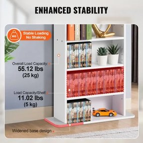 VEVOR Media Storage Cabinet 5 Layers Adjustable DVD Shelves Holds 240 CDs White