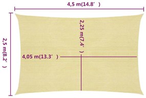 Πανί Σκίασης Μπεζ 2,5 x 4,5 μ. από HDPE 160 γρ./μ² - Μπεζ