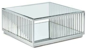 Τραπεζάκι Καφέ DKD Home Decor Διαφανές Ασημί Χάλυβας Καθρέφτης 100 x 100 x 45 cm