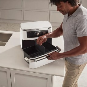 Διπλή φριτέζα με ζεστό αέρα Ninja AF500EUWH, 10,4 l, 7 προγράμματα, Χρονοδιακόπτης, Ανεξάρτητες ζώνες, Λευκό